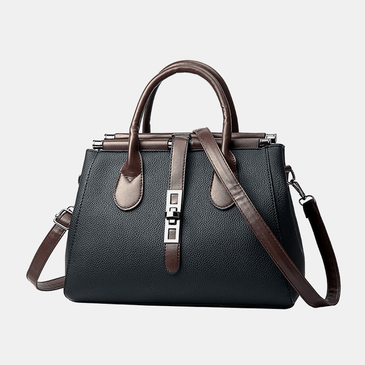 Women PU Leather Fashion Casual Medium Capacity Solid Color Multi-Carry Handbag Crossbody Bag Shoulder Bag - MRSLM