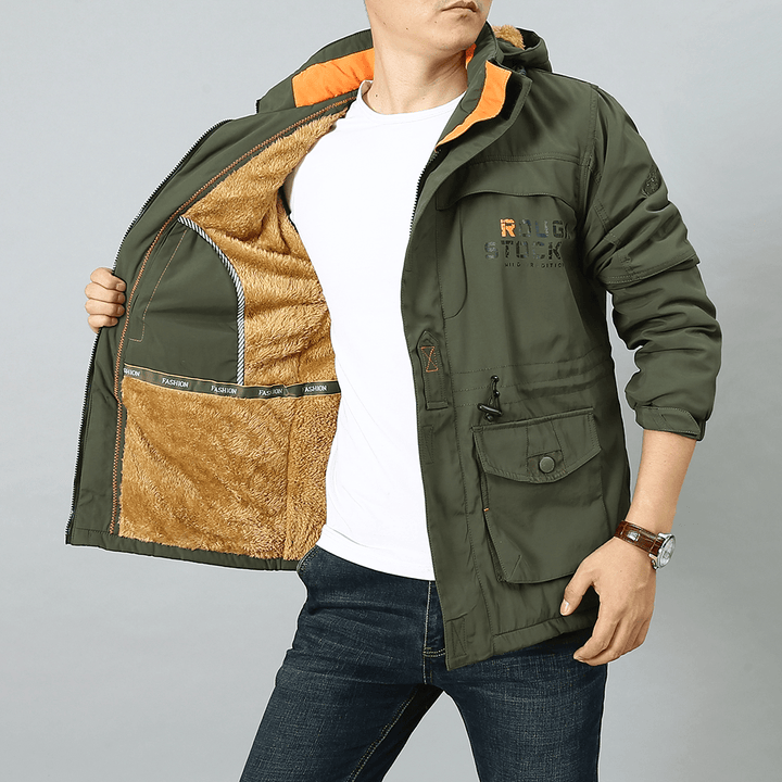 Winter plus Velvet Thick Loose Men'S Multi-Pocket Jacket - MRSLM