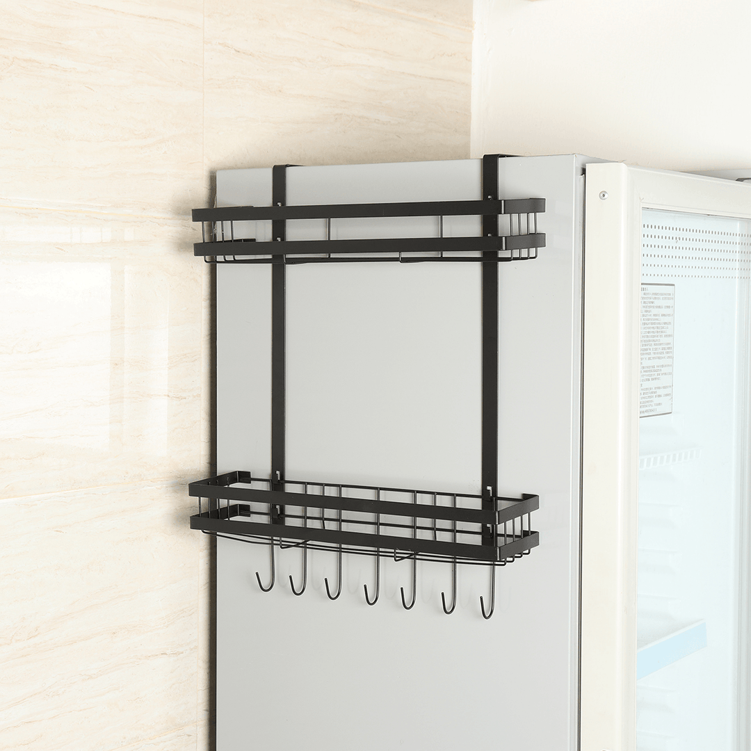 2 Tier Kitchen Refrigerator Storage Rack Fridge Seasoning Organizer Hang Shelf - MRSLM