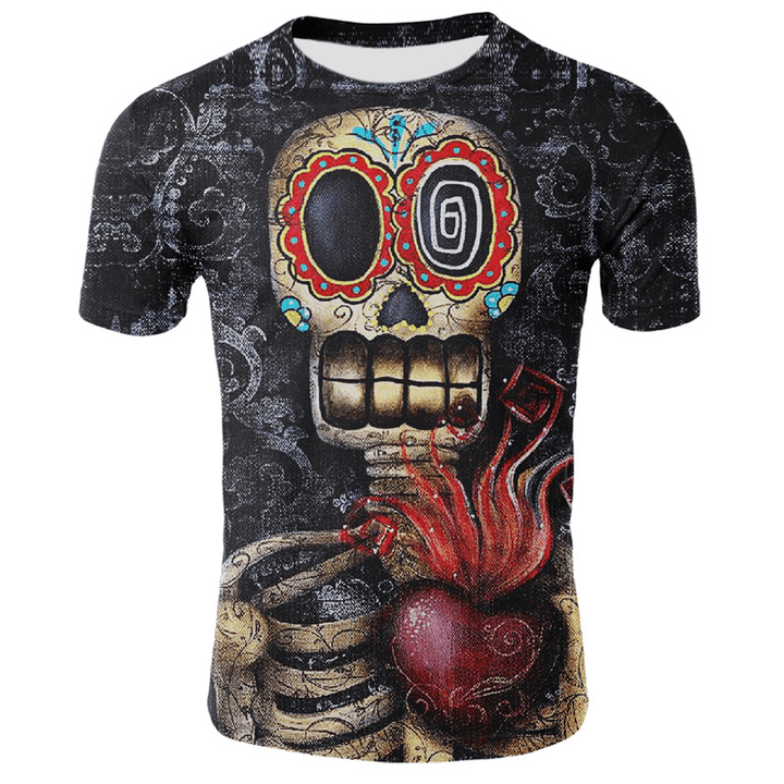 Smoking Skull 3D Digital Print T-Shirt - MRSLM