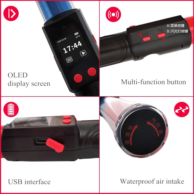 Portable Handheld Breathing Alcohol Tester Mouthpieces Breathalyzer Analyzer Detector Test Voice Broadcast Function LCD Display Digital Alcohol Tester - MRSLM