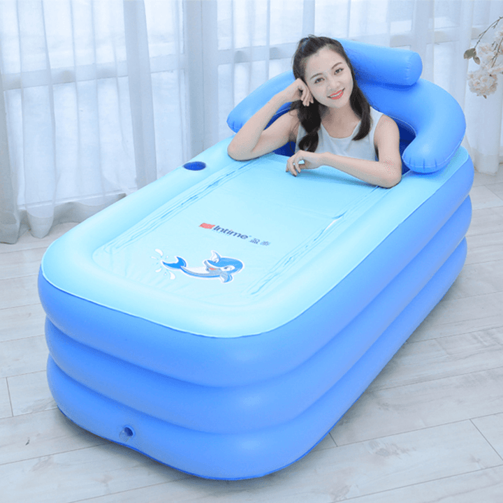 63X33X25.2 Inch Inflatable Bath Tub Adult Folding PVC Portable Spa Swimming Pool - MRSLM