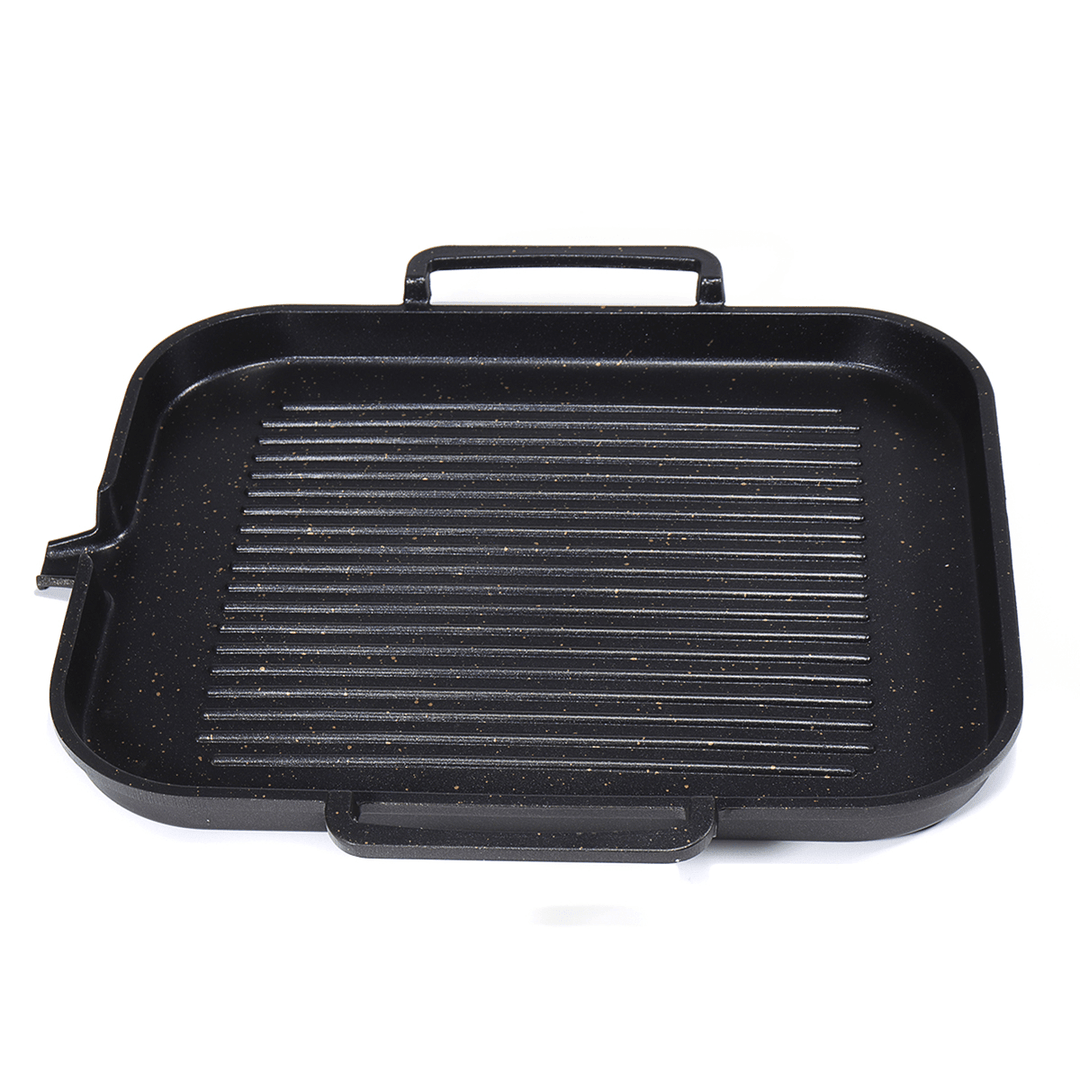 2-4 People BBQ Barbecue Aluminum Frying Grill Pan Plate Non Stick Coating Cookware Induction Cooking - MRSLM