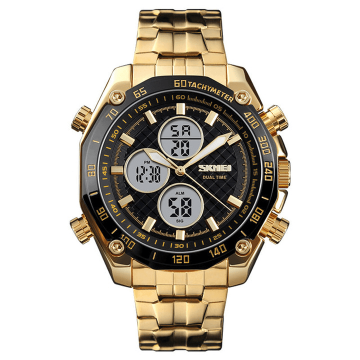 SKMEI 1302 Fashion Men Digital Quartz Watch 3ATM Waterproof Stopwatch Sport Dual Display Watch - MRSLM