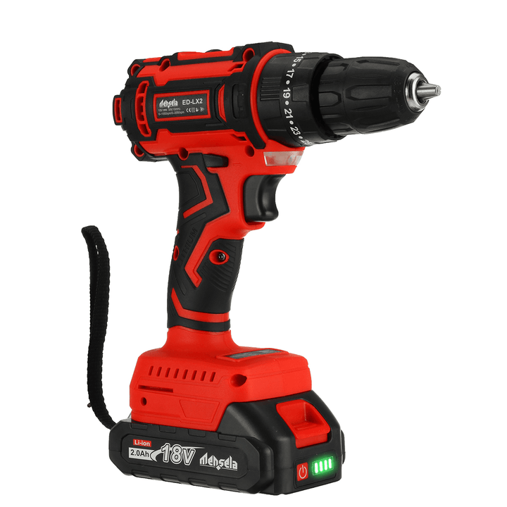 [New Arrival] Mensela ED-LX2 18V Cordless Brushless Impact Drill Driver Electric Hammer Drill Screwdriver 25+3 Gear Torque 2 Variable Speed W/ 2.0Ah Battery for Makita for Drilling Wood Metal - MRSLM