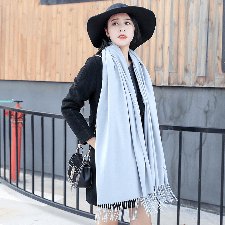 Scarf Women Autumn and Winter Tassels Thick Wild Long Style Korean Warm Shawl - MRSLM