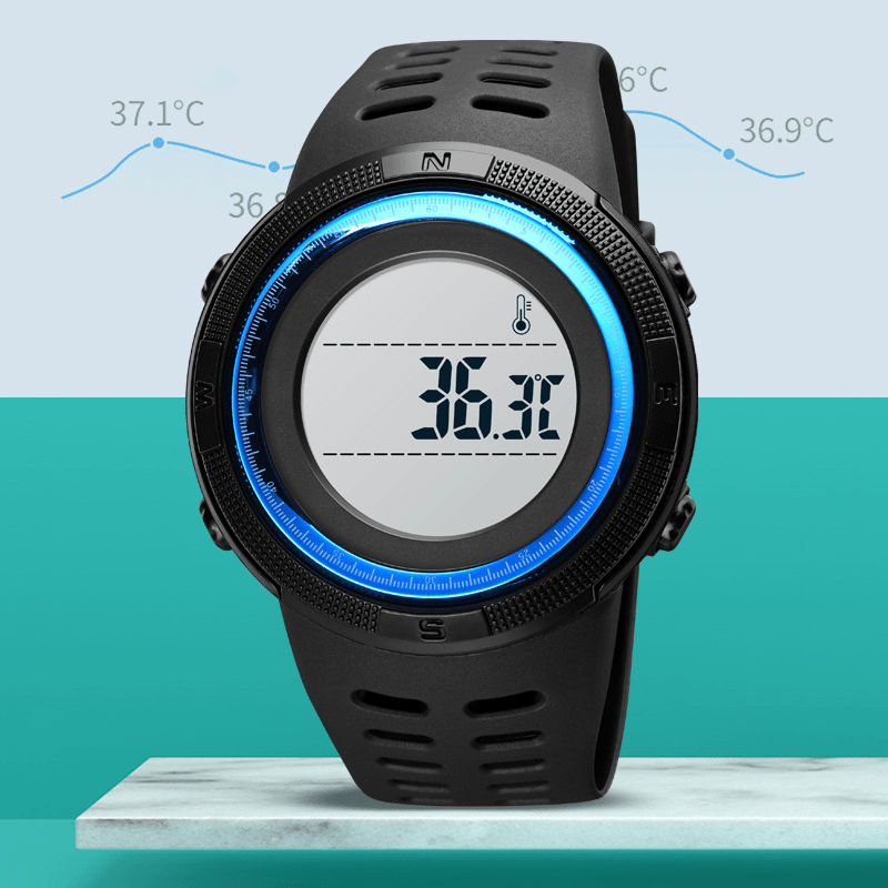 SKMEI 1681 Body Ambient Temperature Monitor Date Week Luminous Display Chronograph Waterproof Fashion Universal Digital Watch - MRSLM