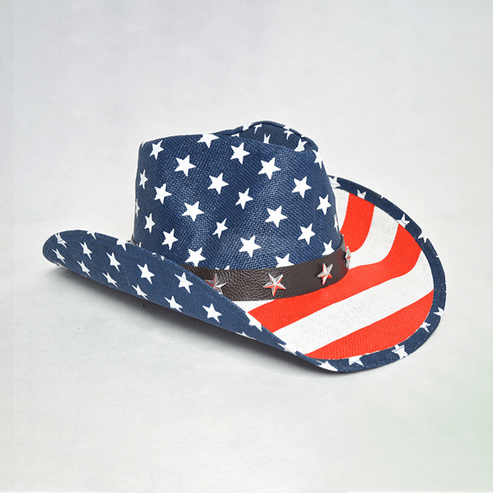American Flag Panama Western Cowboy Hat Sailor Dance Hat Patriotic Jazz Hat - MRSLM