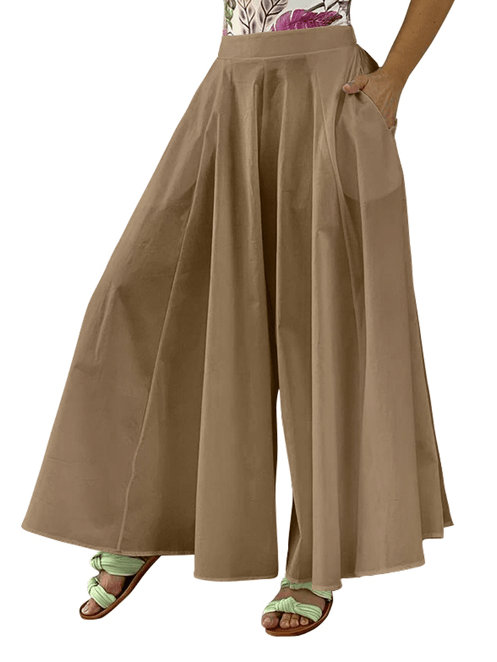 Solid Side Pockets Holiday Leisure Casual Trousers for Women - MRSLM