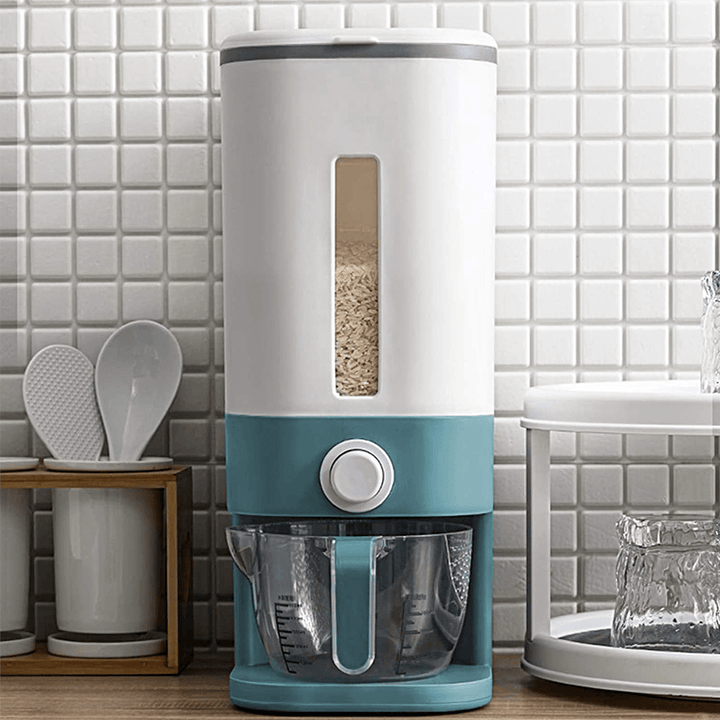 12Kg Auto Cereal Dispenser Storage Box Kitchen Food Top Rice Grain for Home Kitchen Cereal Storage Tool - MRSLM
