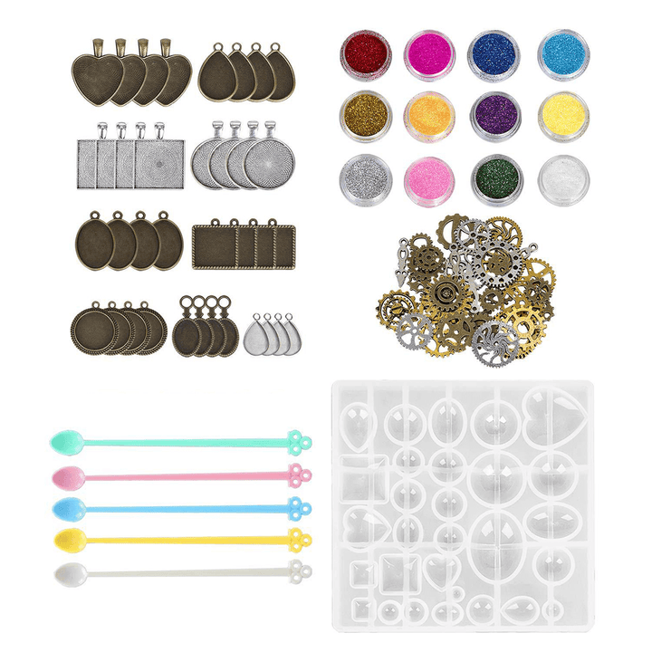 55Pcs/Set Silicone Casting Molds and Tools Jewelry Pendant Resin Mould DIY - MRSLM