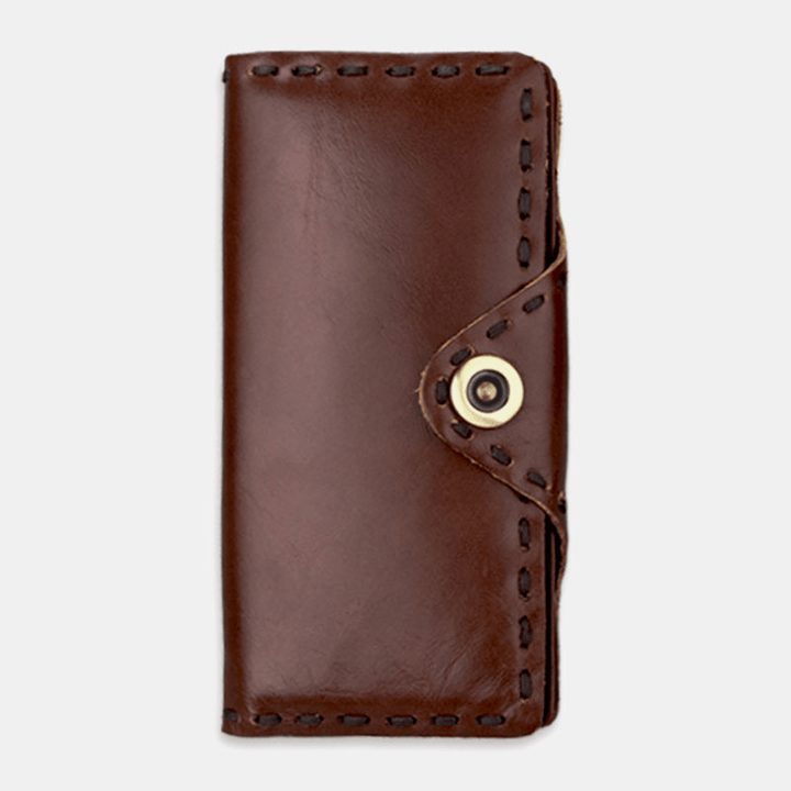 Men Genuine Leather Bifold Multi-Card Slot Retro Cowhide Card Holder Money Clip Coin Purse Wallet - MRSLM