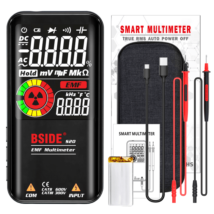 BSIDE S20 Digital Multimeter 9999 Counting Automatic Range Voltmeter with EMF Detector Capacitance Diode Tester - MRSLM