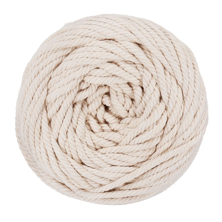 4Mmx100M Natural Beige Cotton Twisted Cord Rope DIY Craft Macrame Woven String Braided Wire - MRSLM