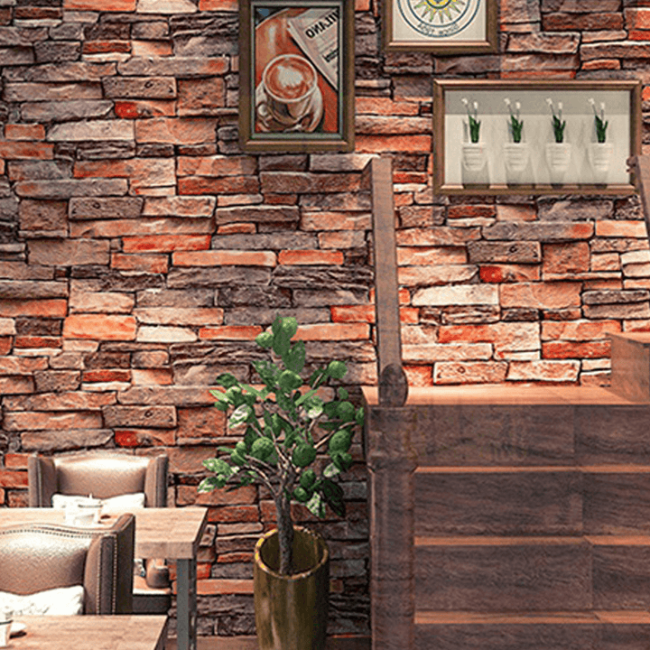 3D Simulation Brick Wall Paper Self-Adhesive Brick Stone Wallpaper Fashion Restaurant Hotel Store Decoration Water Wall Sticker - MRSLM