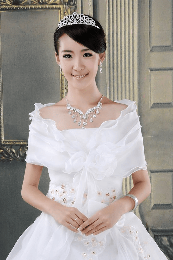 Wedding Dress Accessories Shawl Lace Tulle Flowers - MRSLM