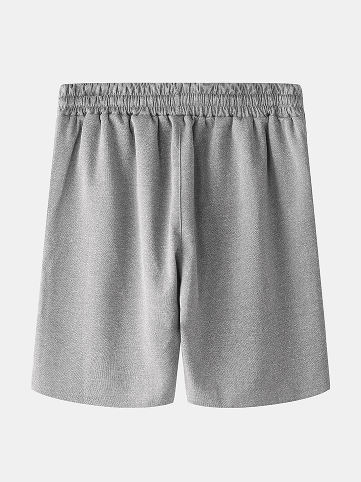 Men Casual Beach Elastic Waist Solid Color Print Shorts - MRSLM