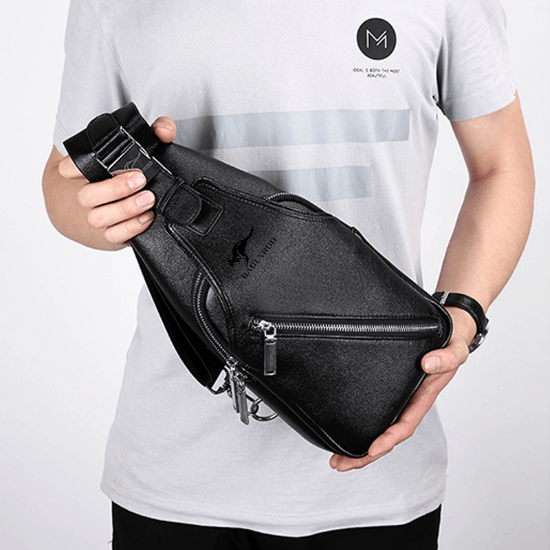 Men Shoulder Messenger Chest Bag New Casual Bag Tide Leather Anti-Theft Sports Outdoor - MRSLM
