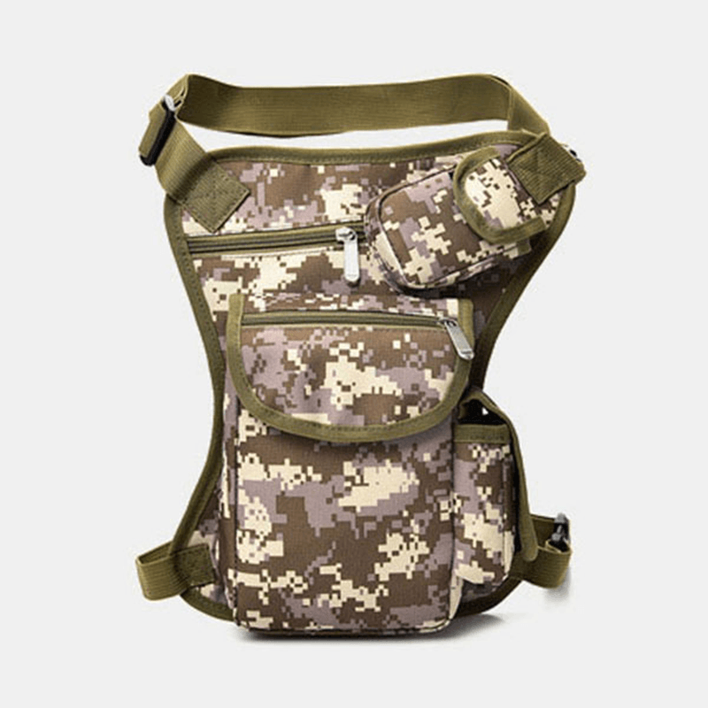 Men Canvas Camouflage Tactical Outdoor Multifunction Casual Travel Sport Fishing Gear Bag Waist Bag Leg Bag for Riding Cycling - MRSLM