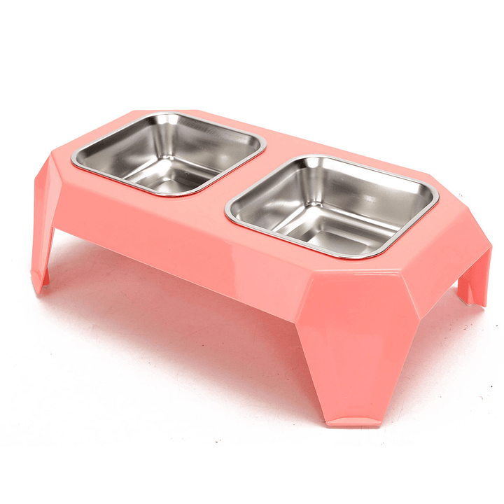 Stainless Steel Double Pet Bowl Food Water Feeder for Dog Puppy Cats Pets Supplies Feeding Dishes - MRSLM