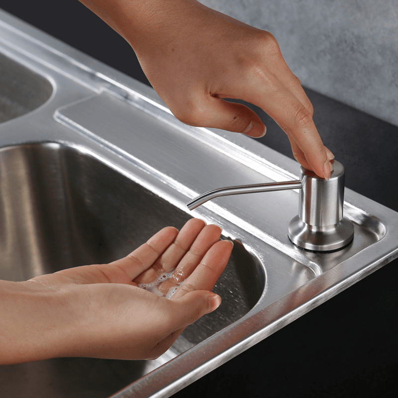 300Ml Stainless Steel Sink-Mounted Liquid Soap Dispenser Kitchen Bathroom Bottle - MRSLM