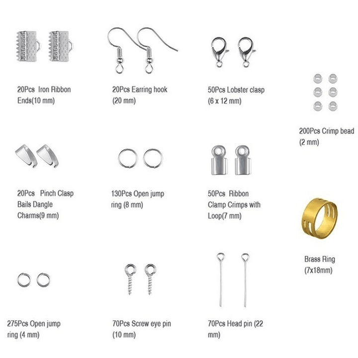 DIY Jewelry Making Starter Tools Kit Bracelet Necklace Findings Jump Ring Supplies - MRSLM