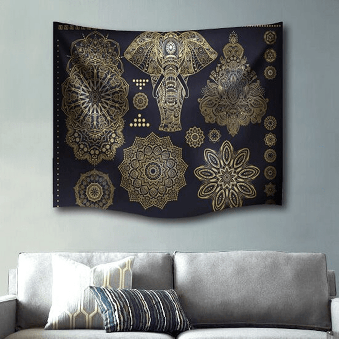 Indian Mandala Elephant Beach Towel Tapestry Wall Hanging Throw Dorm Bedspread Mat Decor - MRSLM