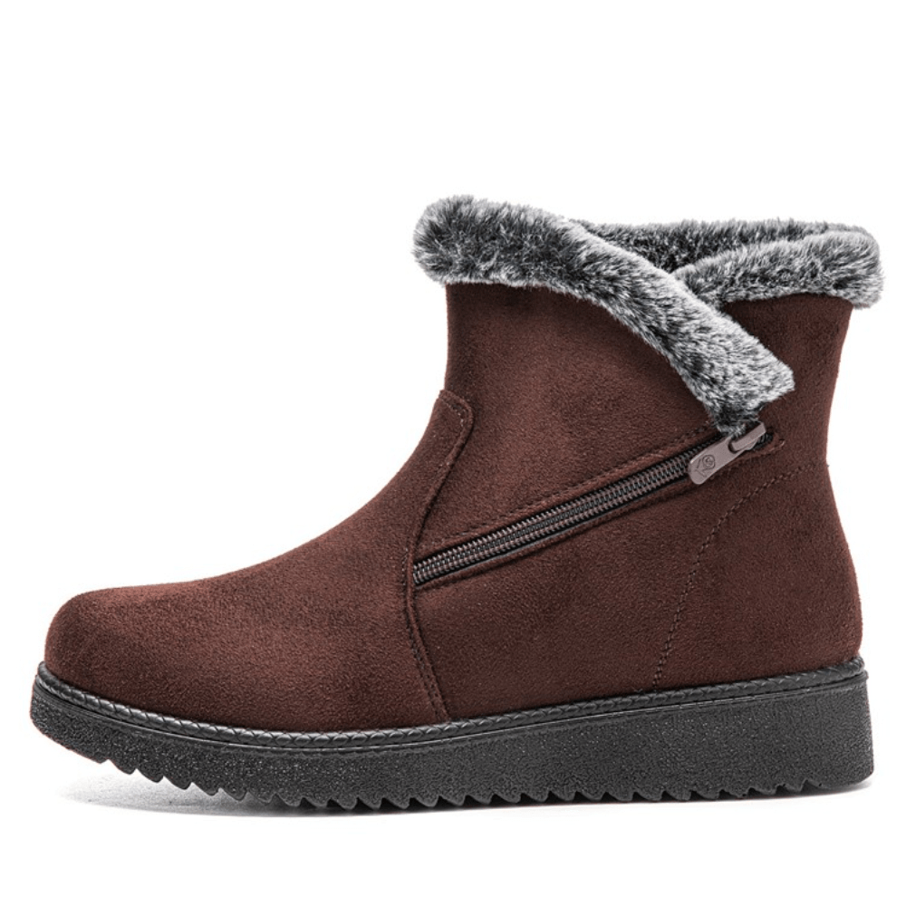 Women Warm Lined Size Zipper Solid Color Ankle Snow Boots - MRSLM