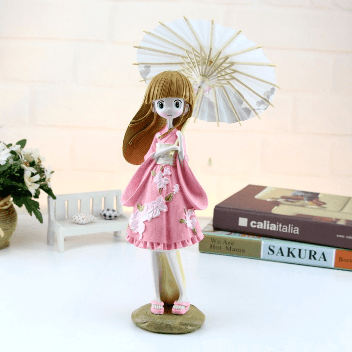 Umbrella Kimono Girl Resin Craft Decoration - MRSLM
