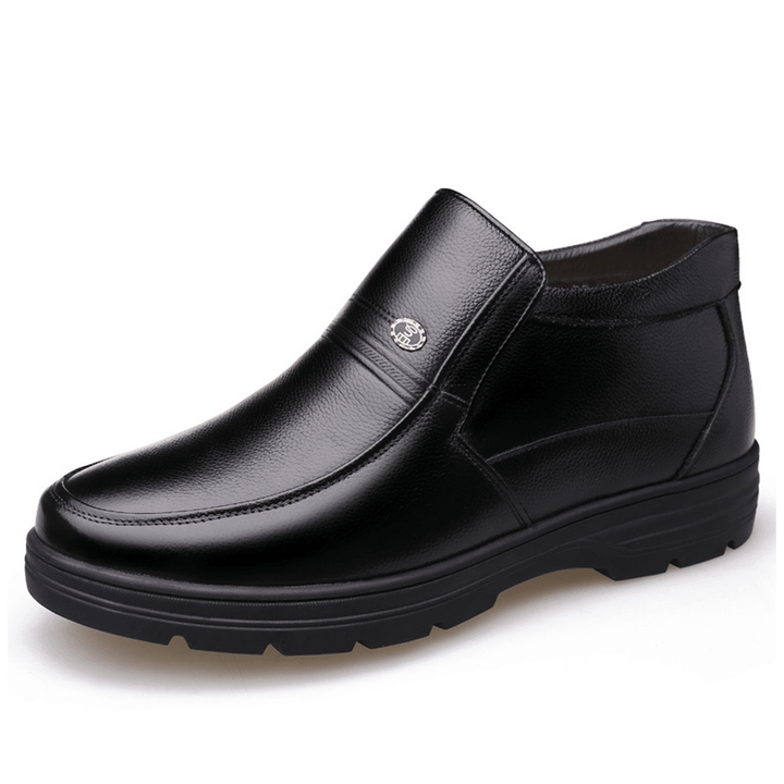 Men Leather Winter Warm Lining Casual Soft Ankle Boots - MRSLM