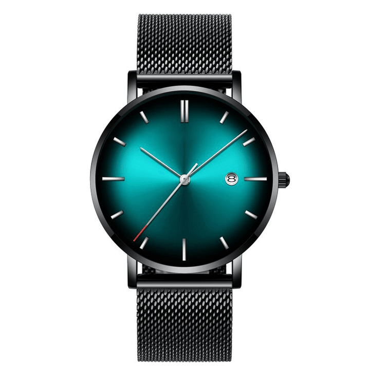 Fashion Casual Alloy Business Gradient Color Multi-Function Mesh Strap Quartz Watch - MRSLM