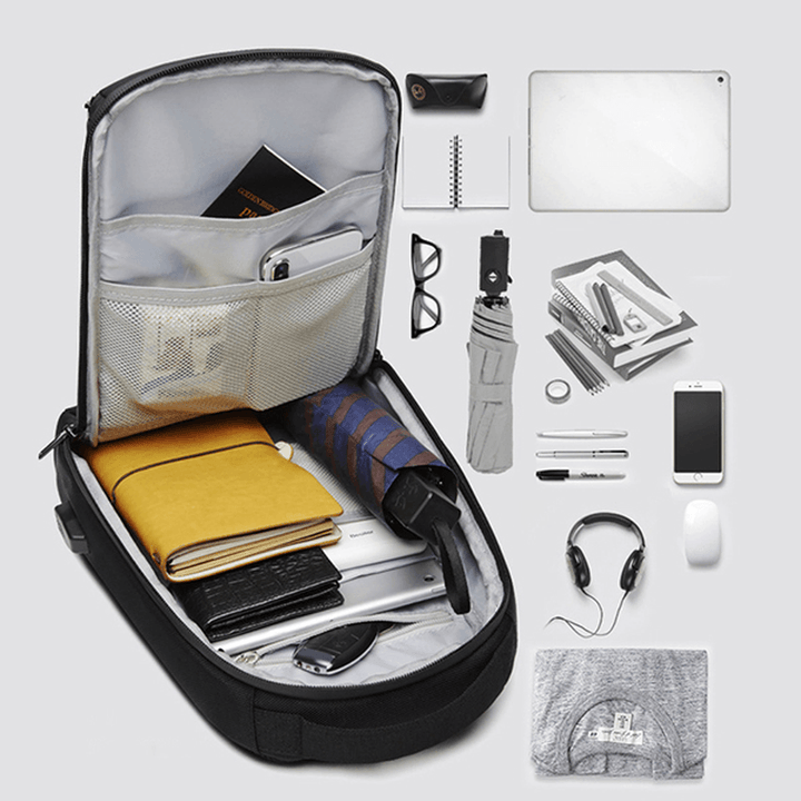 Large Capacity Waterproof Business USB Charging Port Sling Bag Chest Bag Crossbody Bag for Men - MRSLM