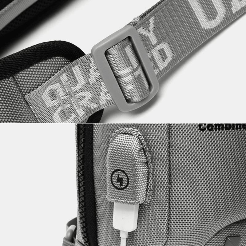 Men Oxford Letter Front Password Lock Anti-Theft Design USB Charging Crossbody Bag Multi-Pockets Multi-Compartments Chest Bag - MRSLM