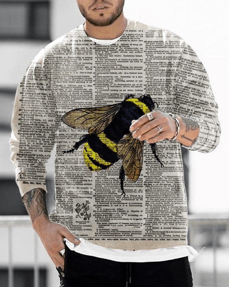 Digital Printing Loose Casual round Neck Long Sleeve Sweater - MRSLM