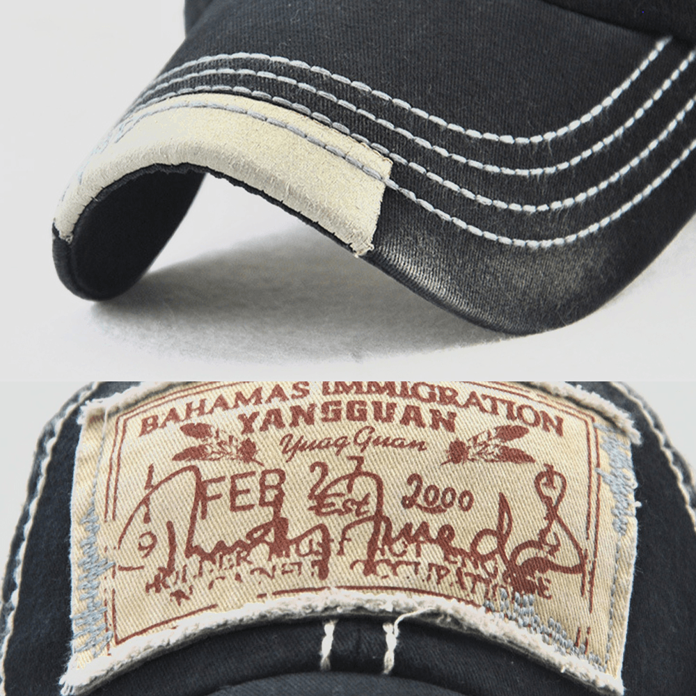 Men Cotton Letter Pattern Patch Embroidered Outdoor Sunshade Adjustable Baseball Cap - MRSLM