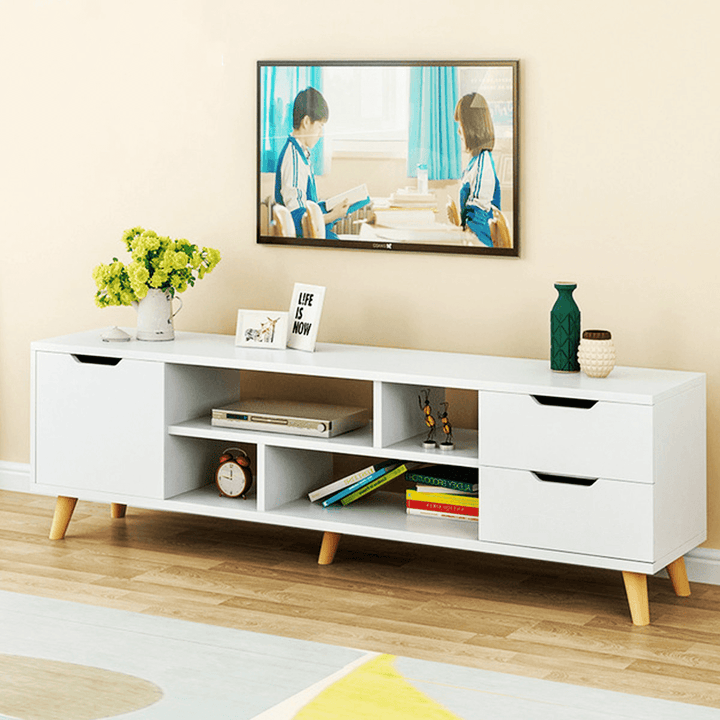 TV Stand for Tvs 40'' to 45'' with 4 Open Shelves Storage TV Console Cabinet in Living Room Bedroom Storage Supplies - MRSLM