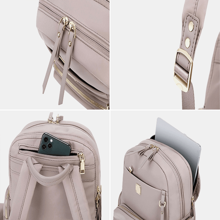 Women Oxford Large Capacity Multi-Pocket Backpack Casual 13.3/14 Inch Laptop Bag - MRSLM