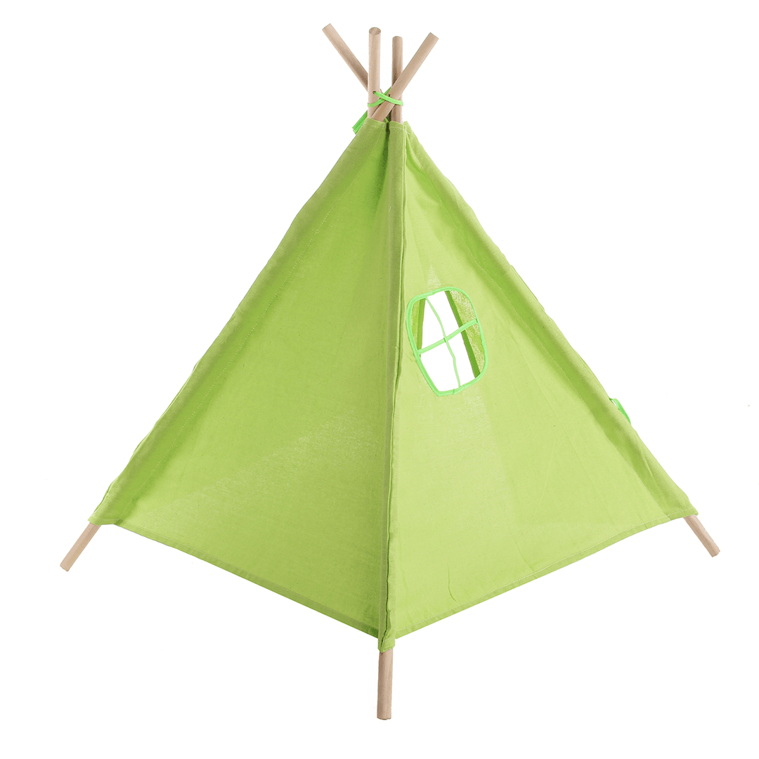1.1M Portable Wooden Kids Play Tent Castle for Kids Portable Playhouse Children House for Indoor Outdoor Use - MRSLM