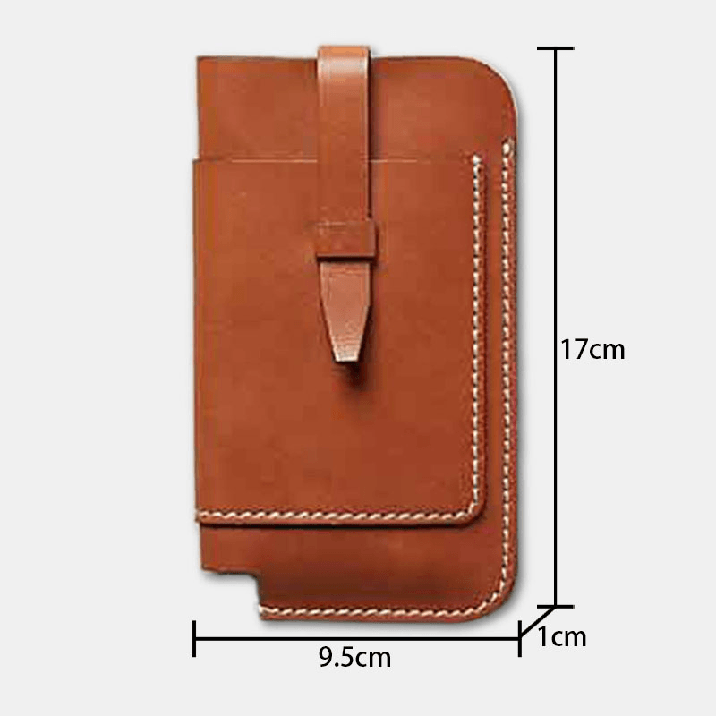 Ekphero Men Genuine Leather EDC Multifunction 6.3 Inch Phone Bag Belt Bag Waist Bag - MRSLM