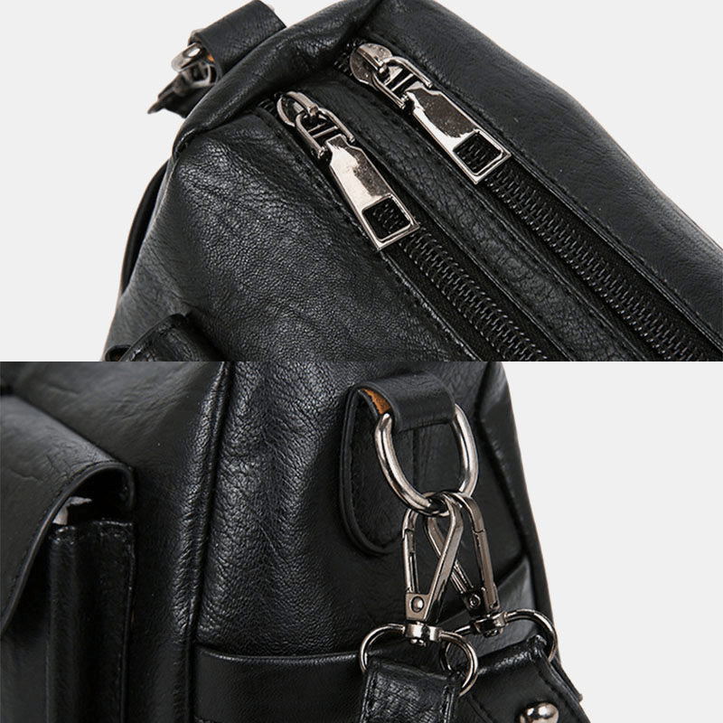 Women PU Leather Large Capacity Multi-Pocket Retro 6.3 Inch Phone Bag Crossbody Bags Shoulder Bag - MRSLM
