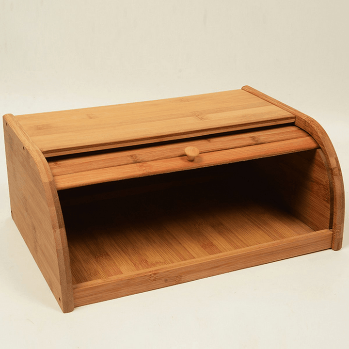 Nature Bamboo Wooden Roll up Kitchen Bread Box Bin Storage Holder Baskets Container - MRSLM