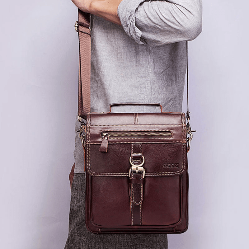 Men Genuine Leather Handbag Shoulder Bag Crossbody Bag Business Bag - MRSLM