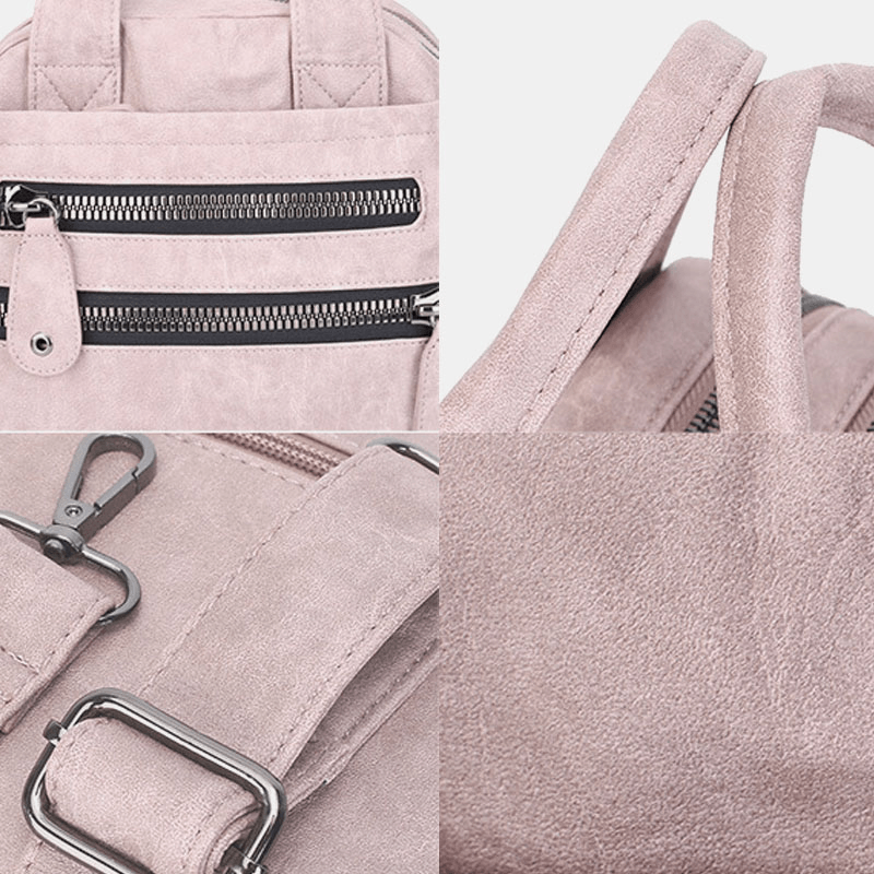 Women Multi-Pocket Handbags Waterproof Crossbody Leather Bag - MRSLM