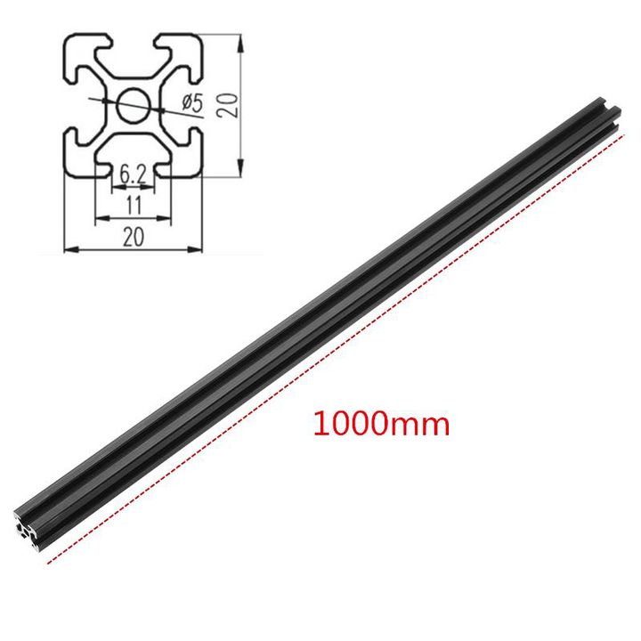 Machifit 1000Mm Length Black Anodized 2020 T-Slot Aluminum Profiles Extrusion Frame for CNC - MRSLM
