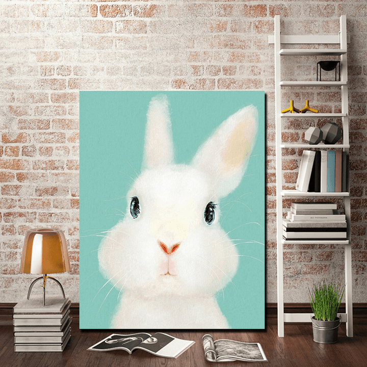 Miico Hand Painted Oil Paintings Cartoon Rabbit Paintings Wall Art for Home Decoration - MRSLM