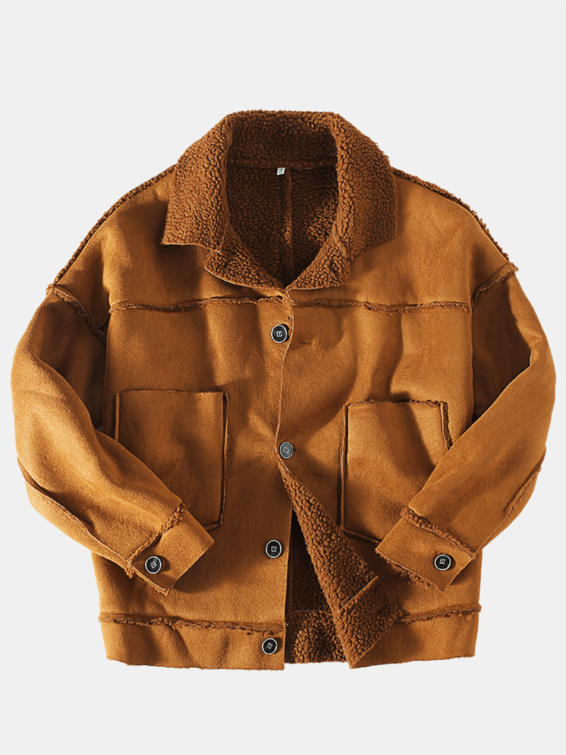 Mens Vintage Fleece Long Sleeve Double Big Pockets Coats - MRSLM