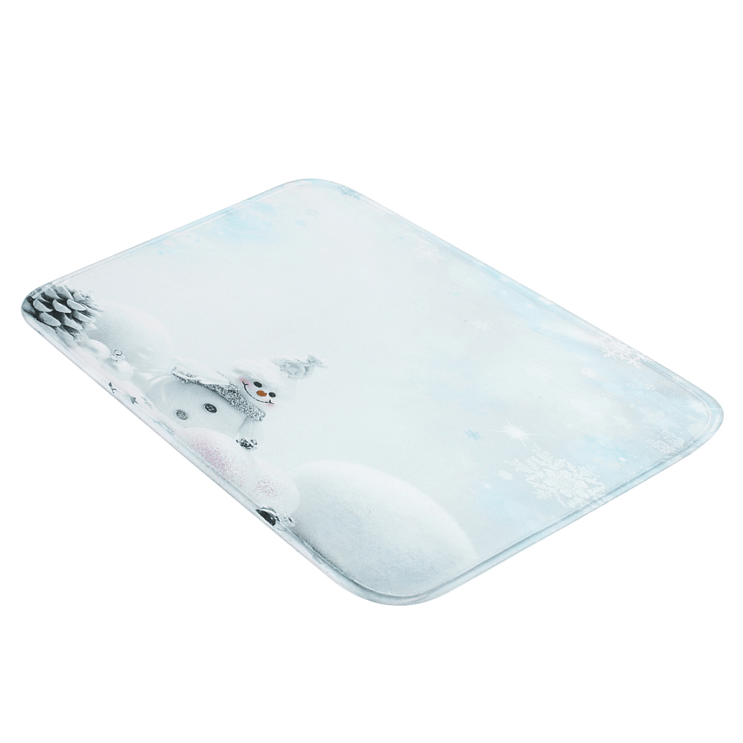 Bathroom Set Non Slip Rug Lid Toilet Cover Bathroom Mat Shower Curtain Snowman - MRSLM
