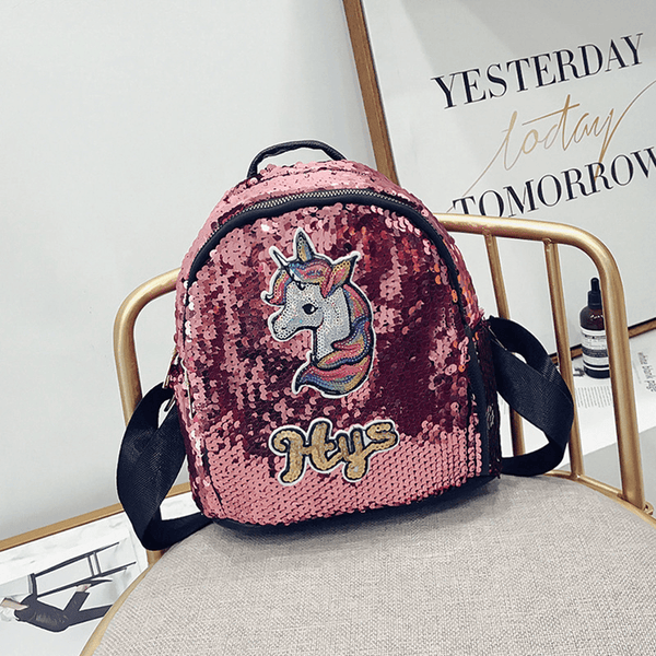 Sequin 3D Unicorn Pattern Backpack School Shopping Bag Rucksack Satchel - MRSLM