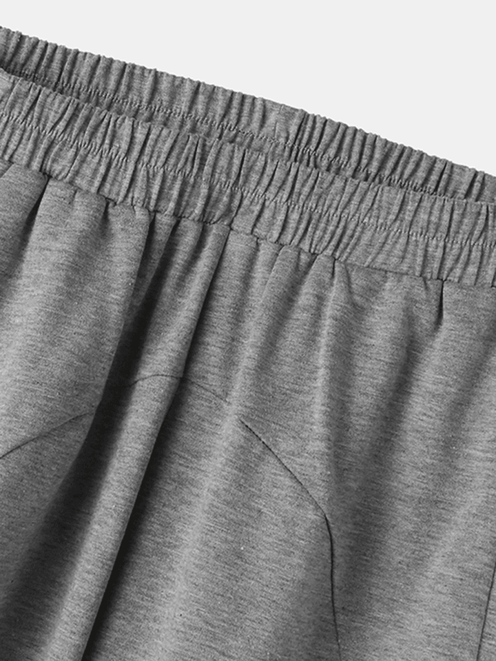 Women Solid Color Elastic Waist Casual Cuffed Sweatpants with Pocket - MRSLM