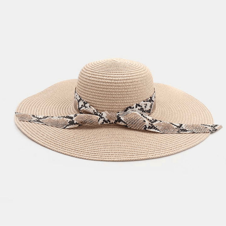 Women Sunscreen Vacation Beach Wild Brim Sun Hat Elegant Stylish Bowknot Straw Hat - MRSLM